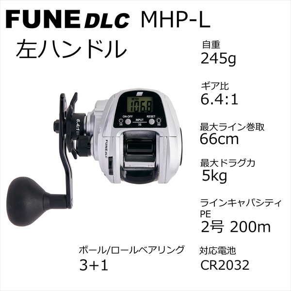 未使用Abu アブガルシア 両軸リール Fune DLC MHP-L 左 Abu アブガルシア 両軸リール Fune DLC MHP-L （左ハンドル