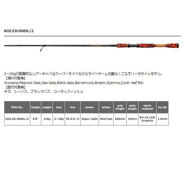 スミス オフショアロッド KOZエクスペディションKOZ EX-S68SL/2 (スピニング/2ピース) (2022年発売モデル) スミス オフショアロッド KOZエクスペディションKOZ EX-S68SL/2