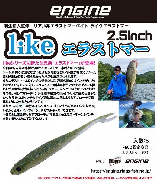 エンジン ワーム ライク 2.5インチエラストマー #84 ゴーストワカサギ