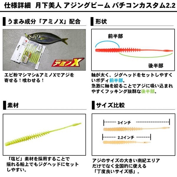 ネコポス対象品】ダイワ 月下美人 アジングビーム バチコンカスタム 2