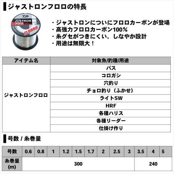 ダイワ ジャストロン フロロ ２．５号-３００Ｍ: ライン・ハリス｜釣具 