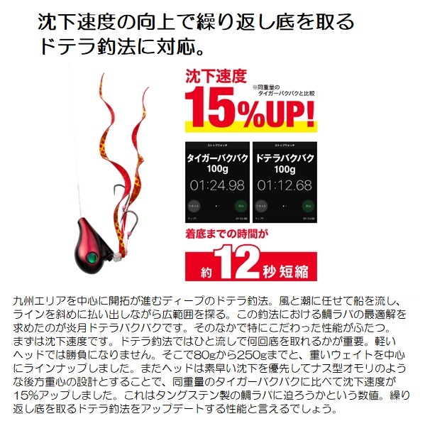 シマノ タイラバ 鯛ラバ JD-L15T 炎月 ドテラバクバク 150g 010 S