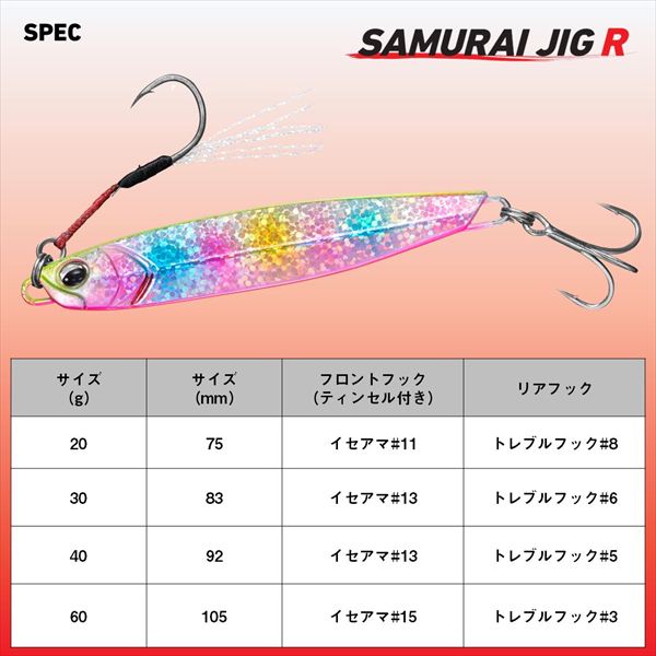 ダイワ サムライジグR 60g サンライズチャート(サンライズチャート