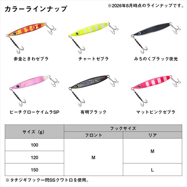 ダイワ メタルジグ 鏡牙ジグ リアフォール-QH120 マットピンクゼブラ