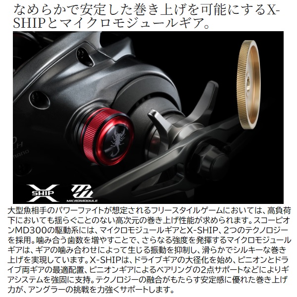 シマノ ベイトリール 24スコーピオン MD300XG(右): リール｜釣具