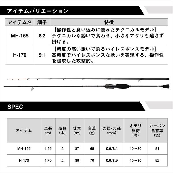 ダイワ 船竿 メタリアキス MH-165 : 竿｜釣具の通販ならキャスティングオンラインストア【公式】