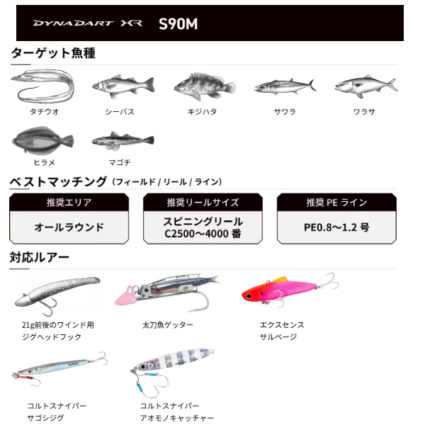 シマノ ダイナダート XR S90M(スピニング 2ピース): 竿｜釣具の通販
