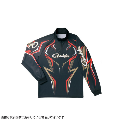 がまかつ GM3540 2WAYプリントジップシャツ(長袖) ブラック/ゴールド