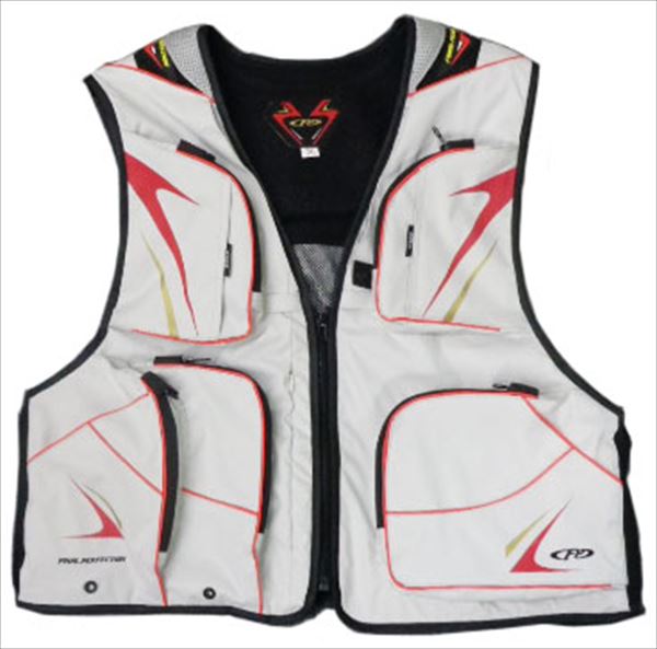 エクセル フィッシングベスト 鮎ベスト グレー×レッド(LL グレー