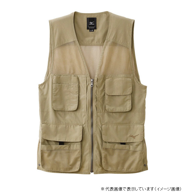 ミズノ バックメッシュベスト L オリーブベージュ: ウェア・靴