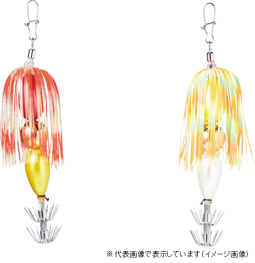 ハヤブサ マダコ用パルパルスッテBIGオモリ無し2セット 4 赤＆黄